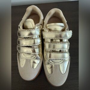 Steve Madden Metallic Gold and Cream Sneakers